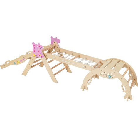 Set de escalada plegable 281 x 91 x 58 cm 8 actividades seguras moderno madera natural 200018271