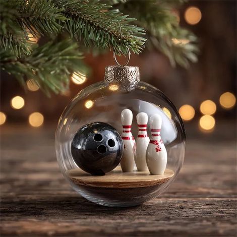 Boule De Décoration En Verre - Thème Sport - Pour Arbre De Noël - Diamètre 8 Cm - Lot De 1 (1/5)