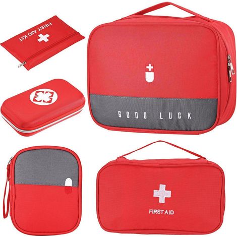 Erste-Hilfe-Tasche 5er Set Rot, wasserdicht, mit Trennwänden, für Reise & Zuhause