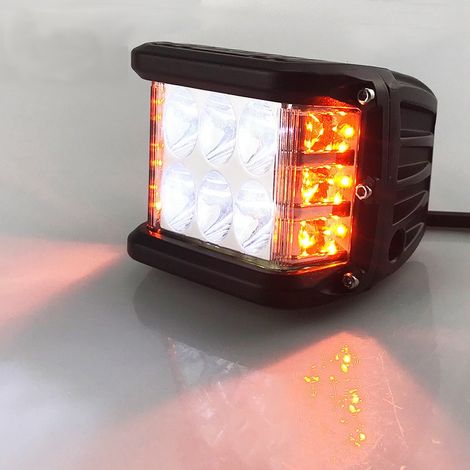Barre LED 45W halogène — lampe d'urgence, lumière blanche + orange — 12–24V — double éclairage — flash