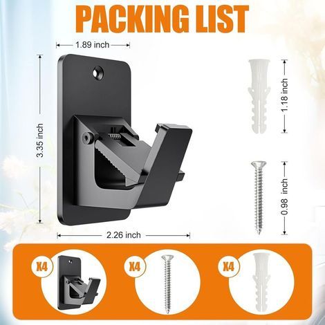 4 Pièces Supports De De Tringle À Rideau, Support Tringle à Rideaux Auto-Adhésif Salle de Bains, Support Rod Rideaux sans Percage, pour Salle de Bain, Chambre, Salon, Cuisine(Noir) (1/4)