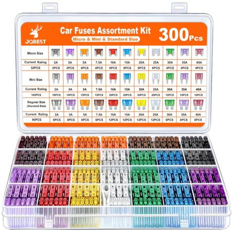 Kit de fusibles automobiles 300 pièces – 160 mini, 90 standards, 50 micro – Cuivre galvanisé à l'étain – Tension 32V, courant 20A - 300Pcs
