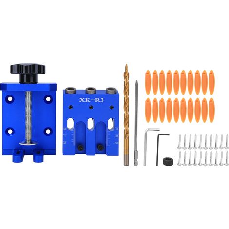 Guide de perçage à poche 3 trous en alliage d'aluminium, poinçon de localisation pour menuiserie 9mm avec accessoires standard (1/5)