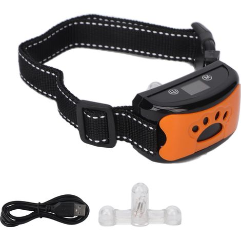 Collar para perros con cancelación de ruido, 7 modos, recargable por USB, color naranja, apto para razas medianas y grandes. (1/5)