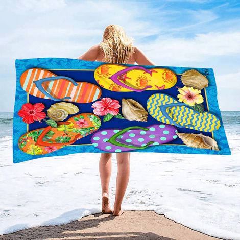 Serviette De Plage - Microfibre Double Face Velours - 75 x 150 cm - Pour Plage Piscine Yoga Camping - 1 Pièce (1/5)