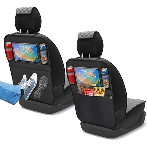 2 Pcs Protection Dossier Siège Voiture avec Pochette de Rangement, Protège Siège Arrière Voiture avec Boucle et Sangle Réglable, Protection de Dossier de Sièges Auto Anti-Tache, pour Véhicule (1/5)