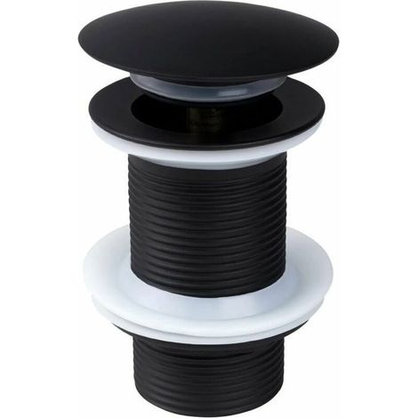Bonde de Lavabo Noir Sans Trop Plein, Bonde de Lavabo Pop Up Noir Universelle, Bonde de Vidage Sans Trop Plein, Bonde de Vidange