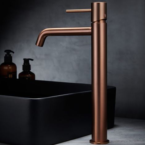Imex - Grifo Monomando Lavabo Caño Alto Oro Rosa Serie Monza (1/5)