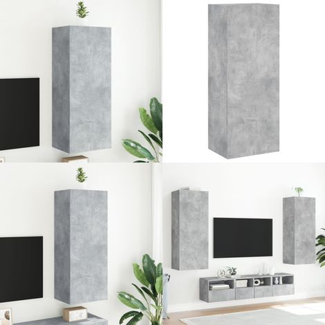 TV-Wandschrank Betongrau 40,5x30x102 cm Holzwerkstoff - Wandregal - Stauraum (1/5)