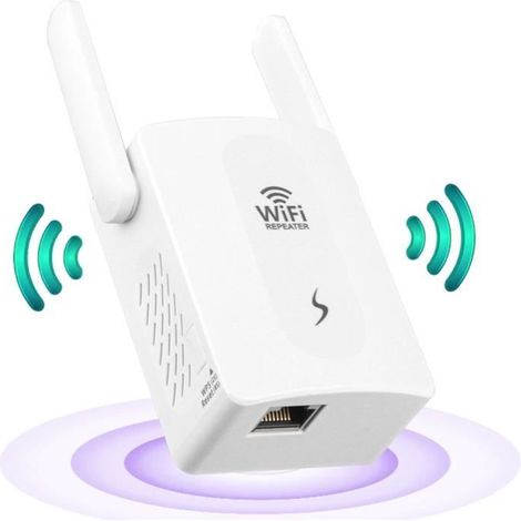 Repetidor WiFi de 300 Mbps, amplificador WiFi de 2,4 GHz, fácil configuración, cobertura de 200 m².
