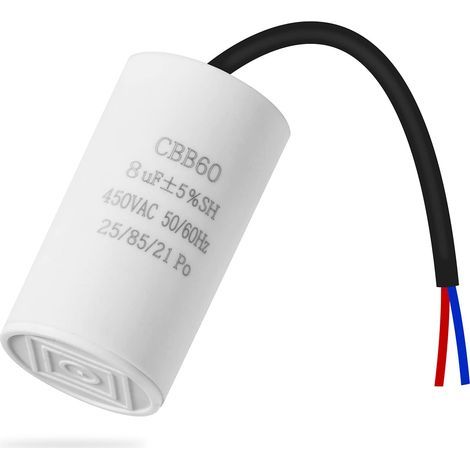 CBB60 450v 8uf 50/60HZ Starting Capacitor, Suppression Capacitor, Motor Starting Capacitor, Microfarad Capacitor with Wire (1/5)