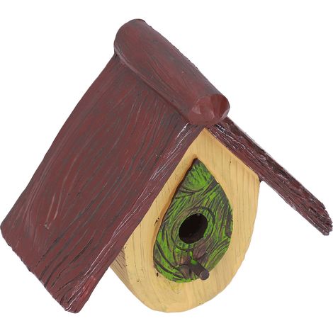 Vogelhaus Gartenbaumdekoration Kolibri Haus aus Kunstharz Kunsthandwerk Anhänger Gelb (1/5)