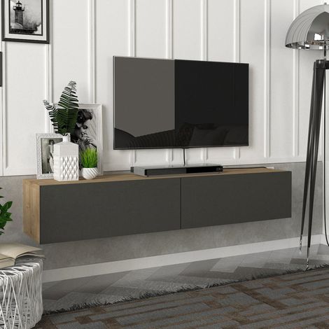 Fernsehschrank Toivakka 135x31x25cm Eiche / Anthrazit [en.casa] (1/5)