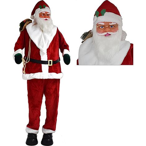 Babbo Natale Gigante ALTO 2 Metri Natalizia con Sensore di Movimento e 5 Canzoni Decorazione vestito rosso in tessuto (1/5)