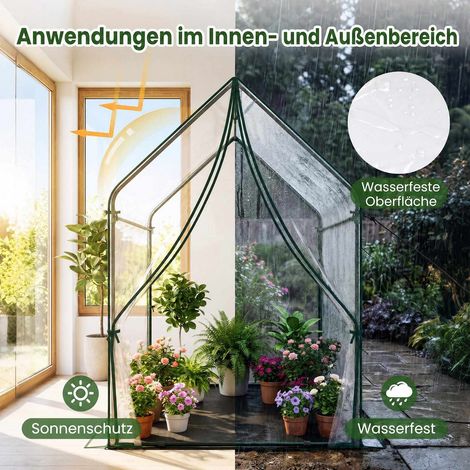 Large Metal Frame Mini Greenhouse with Waterproof Mat (1/5)