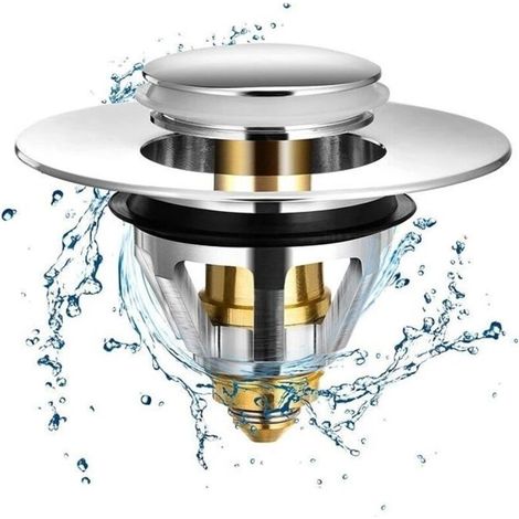 Stainless Steel and Brass Pop-Up Sink Drain for 1.33" to 1.4" Holes - Universal and Anti-Clogging (1/4)