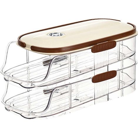 Boîte de rangement automatique à œufs de grande capacité pour réfrigérateur, avec roulettes, support pour conserver les œufs frais, ustensiles de cuisine. (1/5)