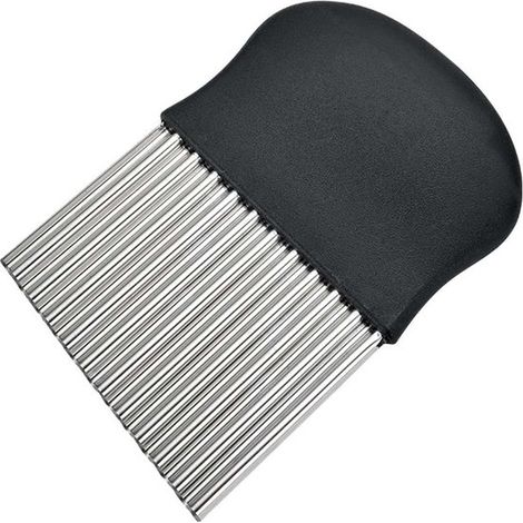 Coltello per verdure in acciaio inox con rivestimento in plastica, affettatrice per patate con bordo tagliente scanalato, tritatutto per frutta e verdura, utensili da cucina