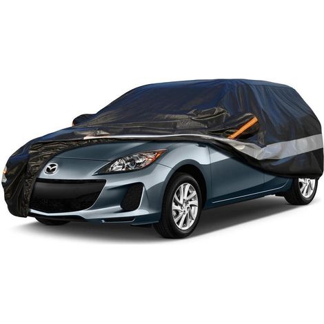 Autoabdeckung 10 Schichten Wasserdicht Atmungsaktiv für Mazda 3 Hatchback (2003-2023) Schwarz (1/5)