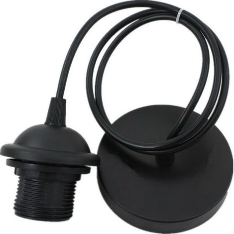 1 x Support de suspension pour lustre E27, câble réglable 100 cm, finition noir, pour bar café restaurant maison hôtel (1/5)