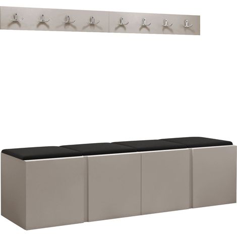 Conjunto para recibidor Pinis VII, Cachemira, 0x0x0cm, Cuero ecológico, Aglomerado laminado, Colocada, Montada en la pared
