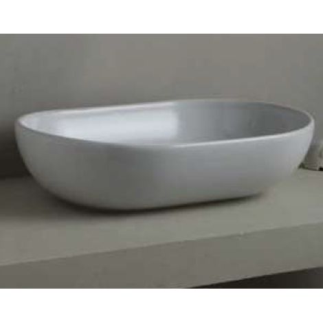 SCELTO DA DESIVERO Lavabo in ceramica ovale 60x40 bianco opaco da appoggio senza troppopieno codice prod: DSV17444 (1/2)