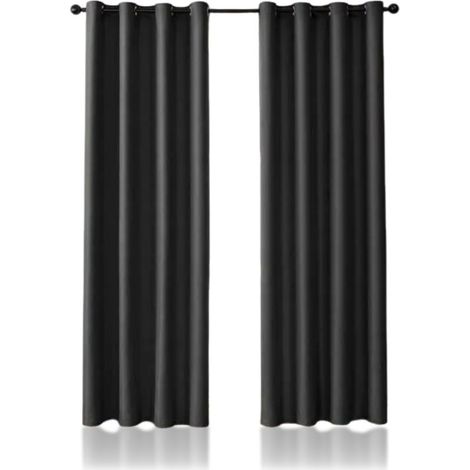 Vorhang – 100 x 200 cm – Kunstfaser – Schwarz – 2er-Set (1/5)