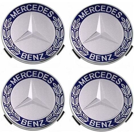 ALLIANDISEnjoliveurs et jantes Cache-moyeu compatible avec Mercedes - Benz 75 mm - bleu, lot de 4 (1/2)