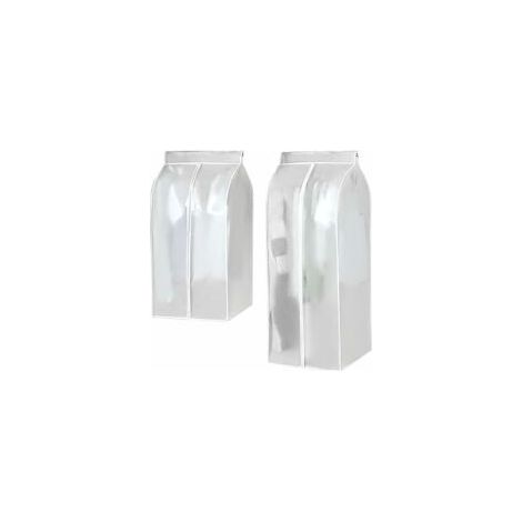 2 pièces Sac à poussière pour vêtements, Housse penderie, Grande housse de protection anti-poussière et anti-mites pour veste, manteau, costume (Transparent-60 x 50 x 90cm + 60 x 50 x 120cm) (1/5)