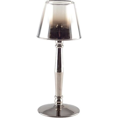 Bougeoir sur Pied Chandelier Décoratif en Verre Argenté pour Bougie 9,5 x 9,5 x 22,5 cm - PANGIVO (1/3)