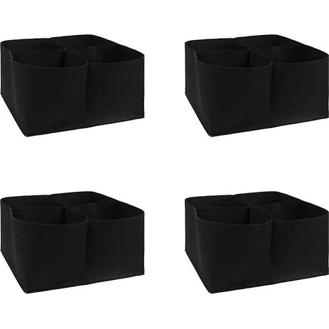 Lot de 4 bacs de jardin surélevés - Jardinière carrée surélevée à 4 compartiments, sac en tissu pour la culture de plantes (1/5)