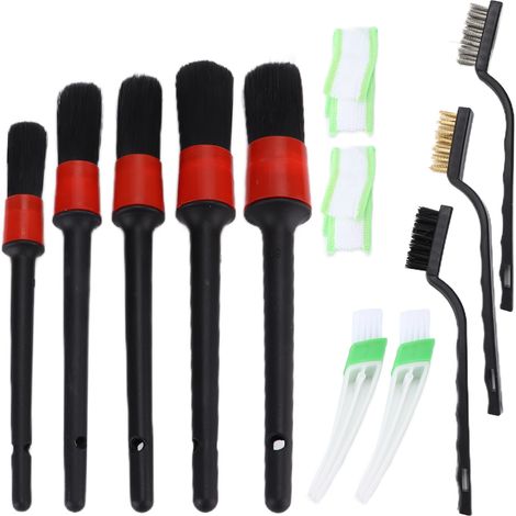Kit de 12 brosses de nettoyage auto, outil de détail pour jantes, habitacle, tableau de bord et sièges, intérieur et extérieur (1/5)