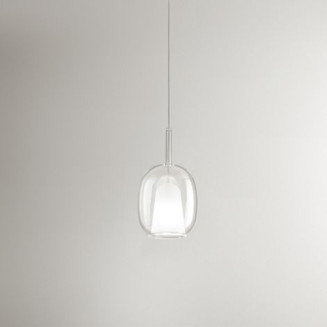 Vetro Borosilicato Contemporaneo Rain Trasparente D17,5 Senza Rosone