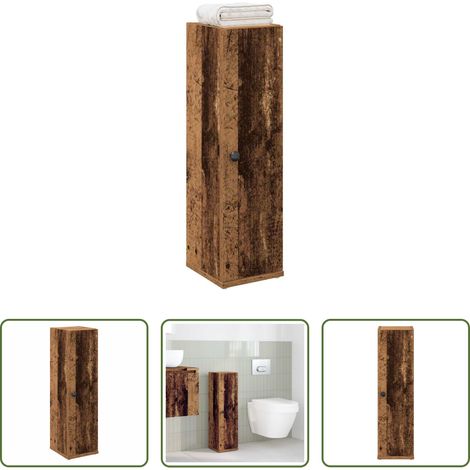 vidaXL Toilettenpapier Halter - Badezimmerschrank mit Rollenhalter Altholz-Optik 20,5x22x72 cm (1/5)