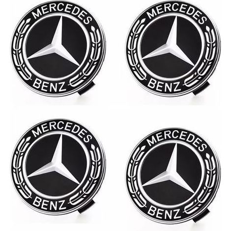 pair Cache Moyeux Compatible with Mercedes Benz 75mm Cache de Roue Centrale ABS Accessoires de Voiture—(4 pièces) (1/5)