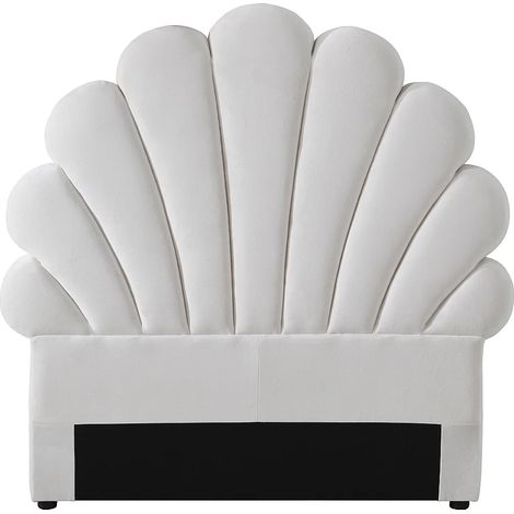 Testata letto conchiglia 90 cm - Velluto Bianco - MOANA (1/5)