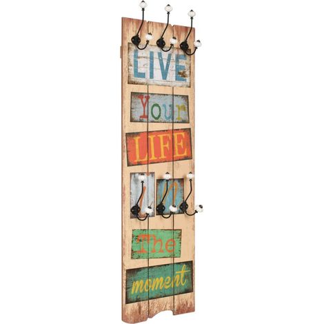 vidaXL Appendiabiti da Parete con 6 Ganci LIVE LIFE 120x40 cm