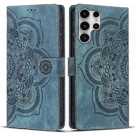 Coque rétro en cuir givré avec motif mandala gravé pour téléphone, étui élégant et vintage, protection fine, design unique, compatible smartphone, accessoire tendance (1/4)
