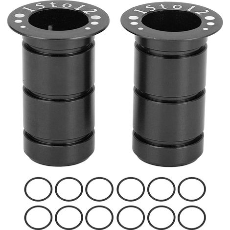 Steckachsenadapter für Rennrad-/MTB-Naben, 15 mm auf 12 mm, vorne, schwarze Aluminiumlegierung. (1/5)