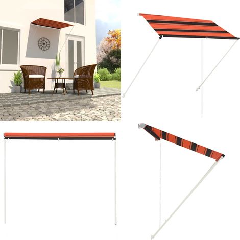 Auvent rétractable 200x150 cm Orange et marron - Auvent extérieur - Auvent pour fenêtre (1/5)
