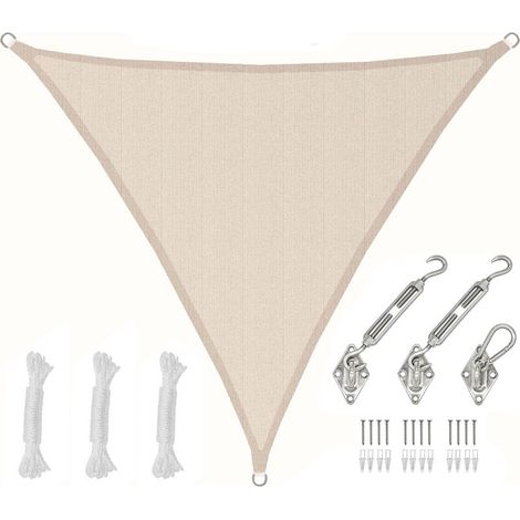 3x3x3 Voile d'ombrage triangulaire respirante ACKERMAN – Toile de jardin UV résistante avec fixation (1/5)