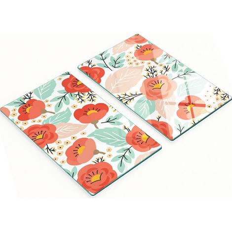 Tablas de cortar de cristal para cocina con estampado floral gr谩fico 2x30x52 cm