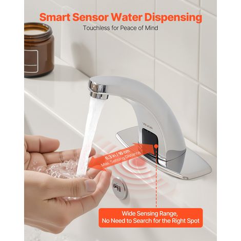 Robinet Automatique sans Contact, Mitigeur à Capteur de Mouvement, Eau Froide, avec Plaque de Protection, Fonctionne sur Piles, pou… (1/5)