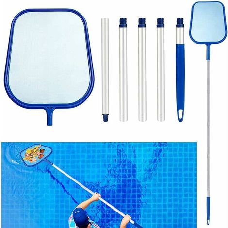 Épuisette de Piscine, Epuisette de Surface pour Piscine, Filet de Piscine avec 1.2M Tige Télescopique en Aluminium Poignée, Kit Nettoyage Piscine pour à La Piscine, Aux Bassins, Fontaine Lefou (1/5)