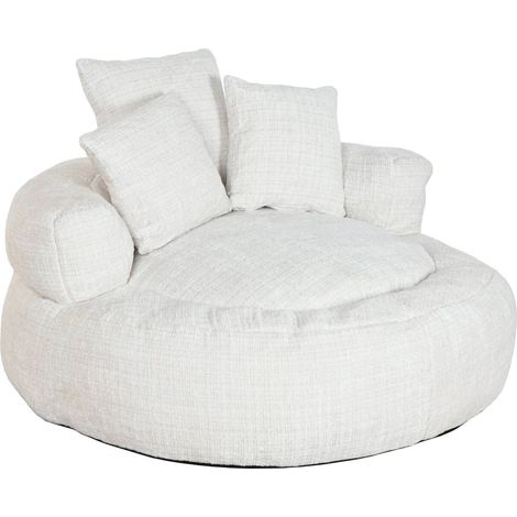 Fauteuil confortable en polyester blanc style scandinave - Blanc cassé texturé (1/5)