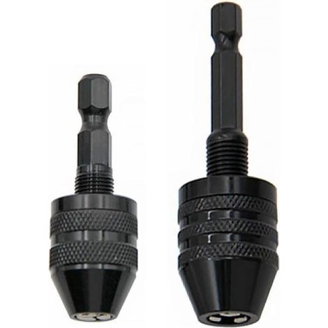 Tête de broche pour perceuse à tige hexagonale de 6,3 mm, adaptateur sans clé, outil de conversion de broche rapide pour outils rotatifs et meuleuses électriques, spécifications de 0,3 à 3,6 mm et de (1/4)