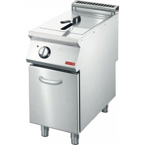 Friteuse inox simple électrique 10 Litres sur placard neutre, 7500 W, 400 V - TRI