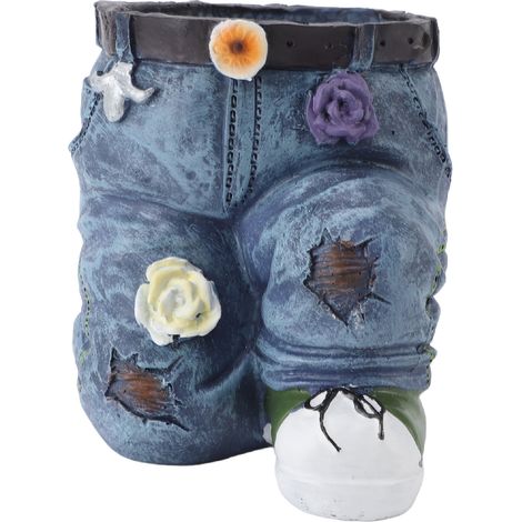 Pot de fleur en forme de pantalon à la mode, ornement décoratif, jardinière en résine pour la maison, jardin, balcon, bureau (1/5)