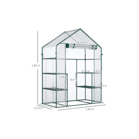 Serre en film de protection, serre à tomates accessible 142x73x195cm avec 6 étagères, transparent pour jardin & plantes (1/5)