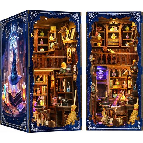Kit de serre-livres en bois à monter soi-même, Coin lecture de l'apothicaire magique, Assemblage créatif, Maison des potions magiques (1/5)